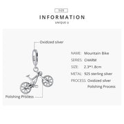 Mountain Bike Pandora Charm | Silver Bicycle Dangle | Cycling Sport Jewelry | MTB Cyclist Gift