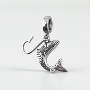 Fishing Hook Pandora Charm | Silver Bass Trout Dangle | Angler Gift | Fisherman Catch Jewelry