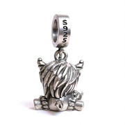 Highland Cow Pandora Charm | Mom & Baby Calf | Silver Scottish Animal Bead | Farm Gift
