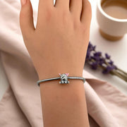 Highland Cow Girl Pandora Charm | Pink Bow Horns | Silver Scottish Animal Bead