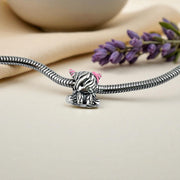 Highland Cow Girl Pandora Charm | Pink Bow Horns | Silver Scottish Animal Bead