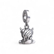 Baby Highland Cow Girl Bead Fits Pandora Charm Bracelet, 925 Sterling Silver Pink Bow