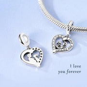 Father Daughter Pandora Charm | I Love You Forever Heart | Silver Dangle | Dad Gift