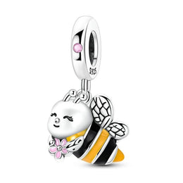 Bee Pandora Charm | Bumblebee Flower | Yellow Enamel Dangle | Spring Garden Nature Gift