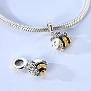 Bee Pandora Charm | Bumblebee Flower | Yellow Enamel Dangle | Spring Garden Nature Gift