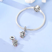 Lamb Pandora Charm | Sheep Pink Bow | Silver Farm Animal | Baby Shower Easter Gift