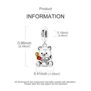 Teddy Bear Pandora Charm | Tulip Flower Bouquet | Silver Dangle | Animal Gift | Spring Jewelry