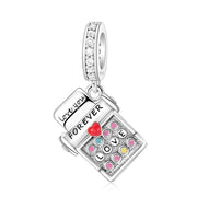 Typewriter Dangle Fits Pandora Charm Bracelet, Dainty Jewelry Gift for Her, Retro Writer Romance