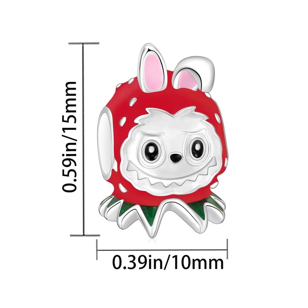 Strawberry Monster sterling silver charm view 5