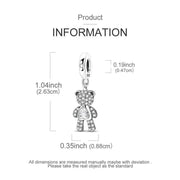 Teddy Bear Pandora Charm | Sparkle Crystal Heart | Silver Pave Dangle | Love Gift