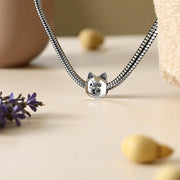 Cat Face Pandora Charm | Silver Kitten Bead | Pet Lover Gift | Animal Jewelry