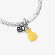 Accountant Pandora Charm | Money Bag Calculator | Yellow Enamel Finance Dangle | Economics CPA Gift