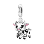Cow Pandora Charm | Baby Calf Bead | Spotted Farm Animal Dangle | Dairy Milk Gift
