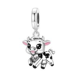 Cow Pandora Charm | Baby Calf Bead | Spotted Farm Animal Dangle | Dairy Milk Gift