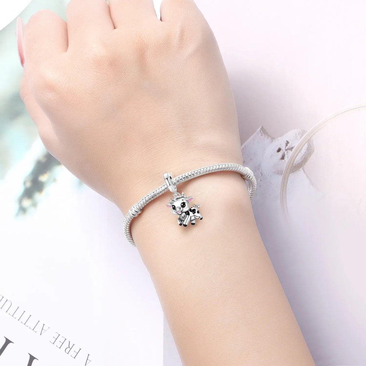 Cow sterling silver charm view 6