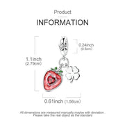 Strawberry Clover Pandora Charm | Red Heart Fruit | Good Luck Silver Dangle | Summer Nature Gift