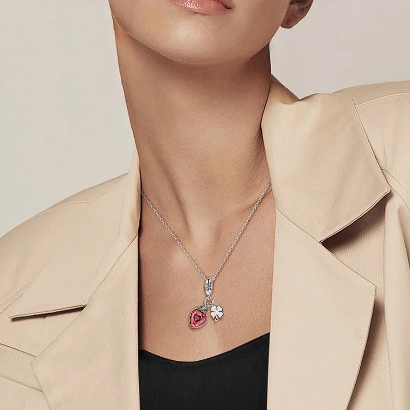 Strawberry Clover sterling silver charm view 5