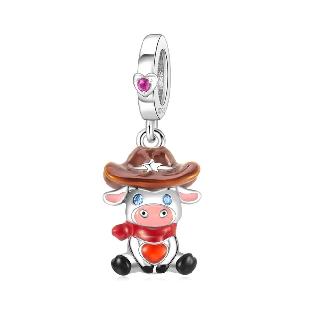 Cowboy Cow 925 sterling silver charm