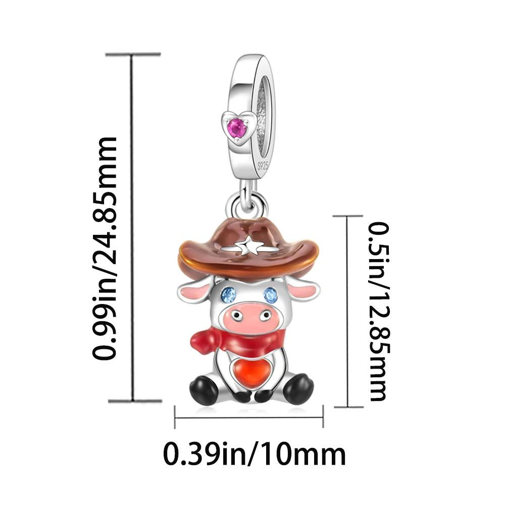 Cowboy Cow sterling silver charm view 5