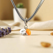 American Football Pandora Charm | Orange Ball Helmet Dangle | Silver Sport Jewelry | Team Spirit Gift