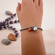 American Football Pandora Charm | Orange Ball Helmet Dangle | Silver Sport Jewelry | Team Spirit Gift