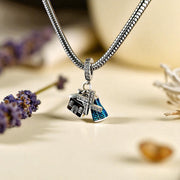 Windmill House Pandora Charm | Dutch Travel Souvenir | Blue Red Enamel Dangle | Silver Bead