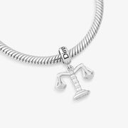 Scales of Justice Pandora Charm | Lawyer Law Student Dangle | Silver Libra Zodiac Gift