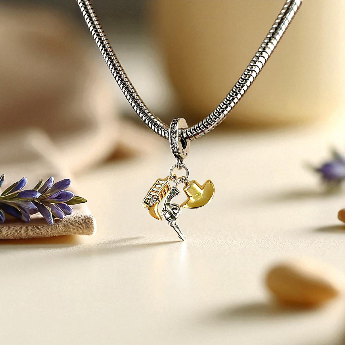 Cowboy Western sterling silver charm view 6