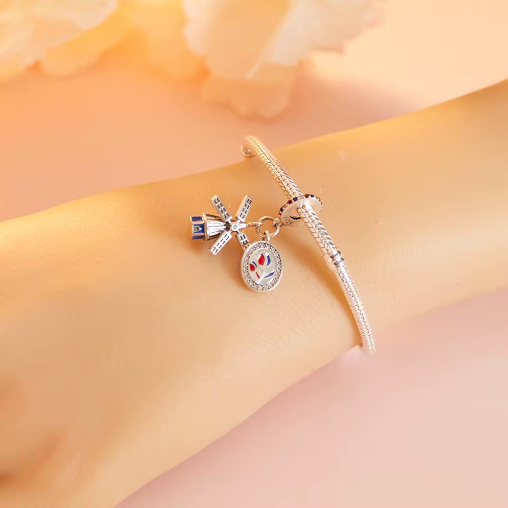 Windmill Tulip sterling silver charm view 5