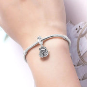 Money Bag Bead Fits Pandora Charm Bracelet, Silver Dollar Sack Wealth Prosperity Success Gift