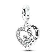 Father Daughter Pandora Charm | I Love You Forever Heart | Silver Dangle | Dad Gift