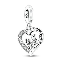 Father Daughter Pandora Charm | I Love You Forever Heart | Silver Dangle | Dad Gift