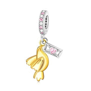 Gold Dove Love Letter Pandora Charm | Envelope Heart Crystal | Silver Bird | Long Distance Gift
