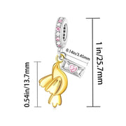Gold Dove Love Letter Pandora Charm | Envelope Heart Crystal | Silver Bird | Long Distance Gift