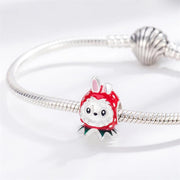 Strawberry Monster Pandora Charm | Bunny Ears Red Hood | Creature Bead | Funny Gift