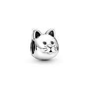 Cat Face Pandora Charm | Silver Kitten Bead | Pet Lover Gift | Animal Jewelry