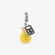 Accountant Pandora Charm | Money Bag Calculator | Yellow Enamel Finance Dangle | Economics CPA Gift