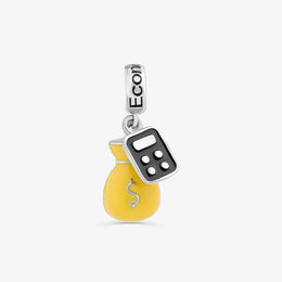 Accountant Pandora Charm | Money Bag Calculator | Yellow Enamel Finance Dangle | Economics CPA Gift