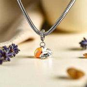 American Football Pandora Charm | Orange Ball Helmet Dangle | Silver Sport Jewelry | Team Spirit Gift