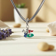 Golf Bag Pandora Charm | 18th Hole Flag Dangle | Sport Jewelry | Golfer Retirement Gift