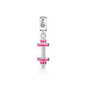 Gym Dumbbell Pandora Charm | Pink Weightlifting Bead | Fitness Workout Dangle | Bodybuilding Sport Gift
