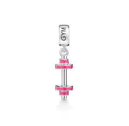 Gym Dumbbell Pandora Charm | Pink Weightlifting Bead | Fitness Workout Dangle | Bodybuilding Sport Gift