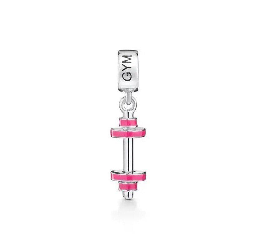 Pink Dumbbell 925 sterling silver charm