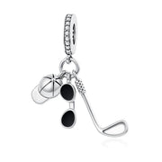 Golf Club Pandora Charm | Sunglasses Cap Dangle | Silver Sport Jewelry | Golfer Retirement Gift