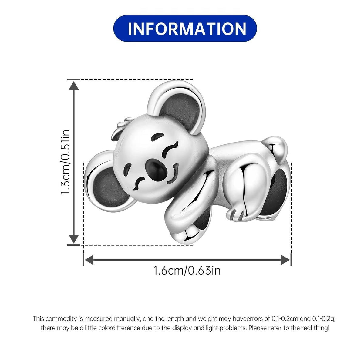 Sleeping Koala sterling silver charm view 6