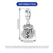 Money Bag Bead Fits Pandora Charm Bracelet, Silver Dollar Sack Wealth Prosperity Success Gift