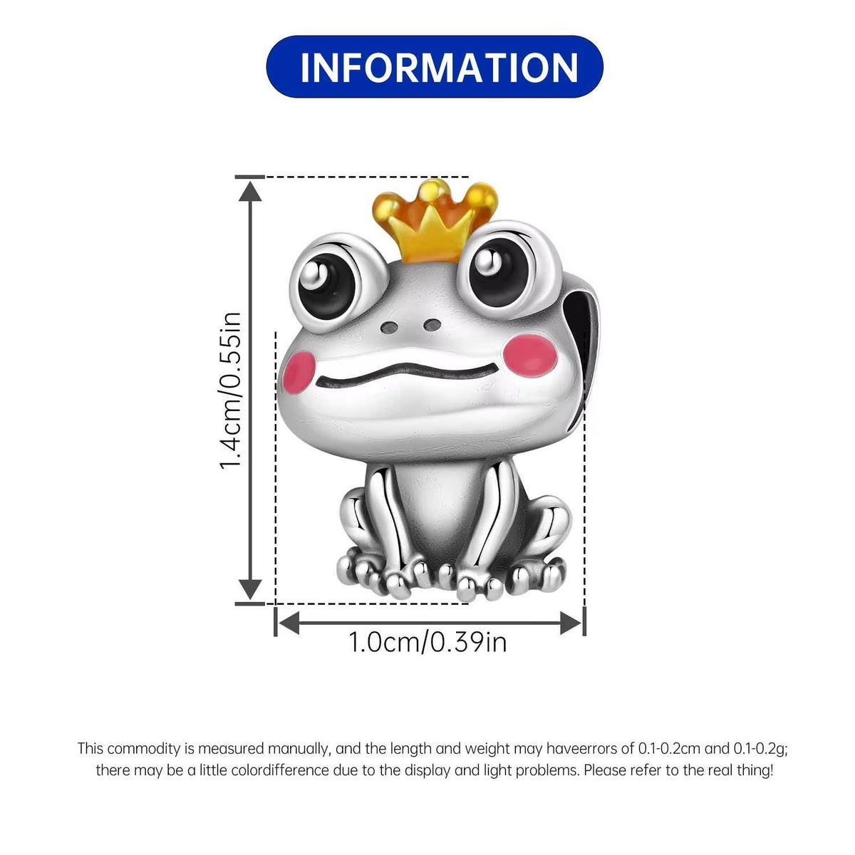 Frog Prince sterling silver charm view 6