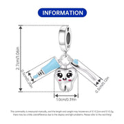 Dentist Pandora Charm | Toothbrush Toothpaste Dangle | Molar Bead | Dental Hygienist Gift | Graduation Jewelry