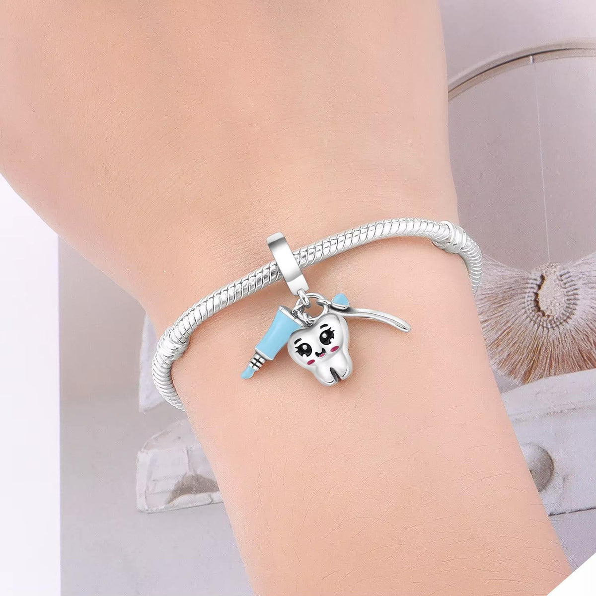Tooth sterling silver charm view 5