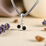 8-Ball Cherry Pandora Charm | Black Billiards Pool Dangle | Rockabilly Retro Style | Good Luck Gift